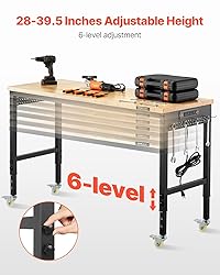 VEVOR Adjustable Workbench, 60 Inch Work Bench with