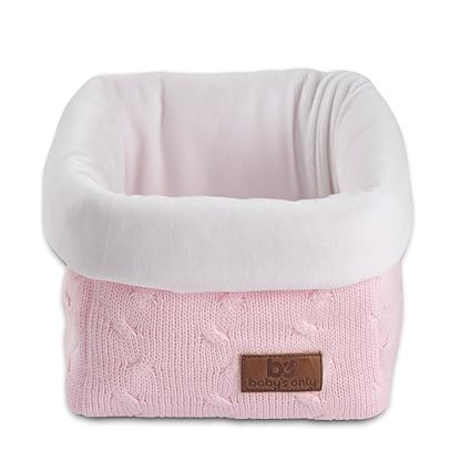 Baby's Only 133921 Aufbewahrungskorb Zopf Uni gestrickt, 17 x 20 cm, rosa