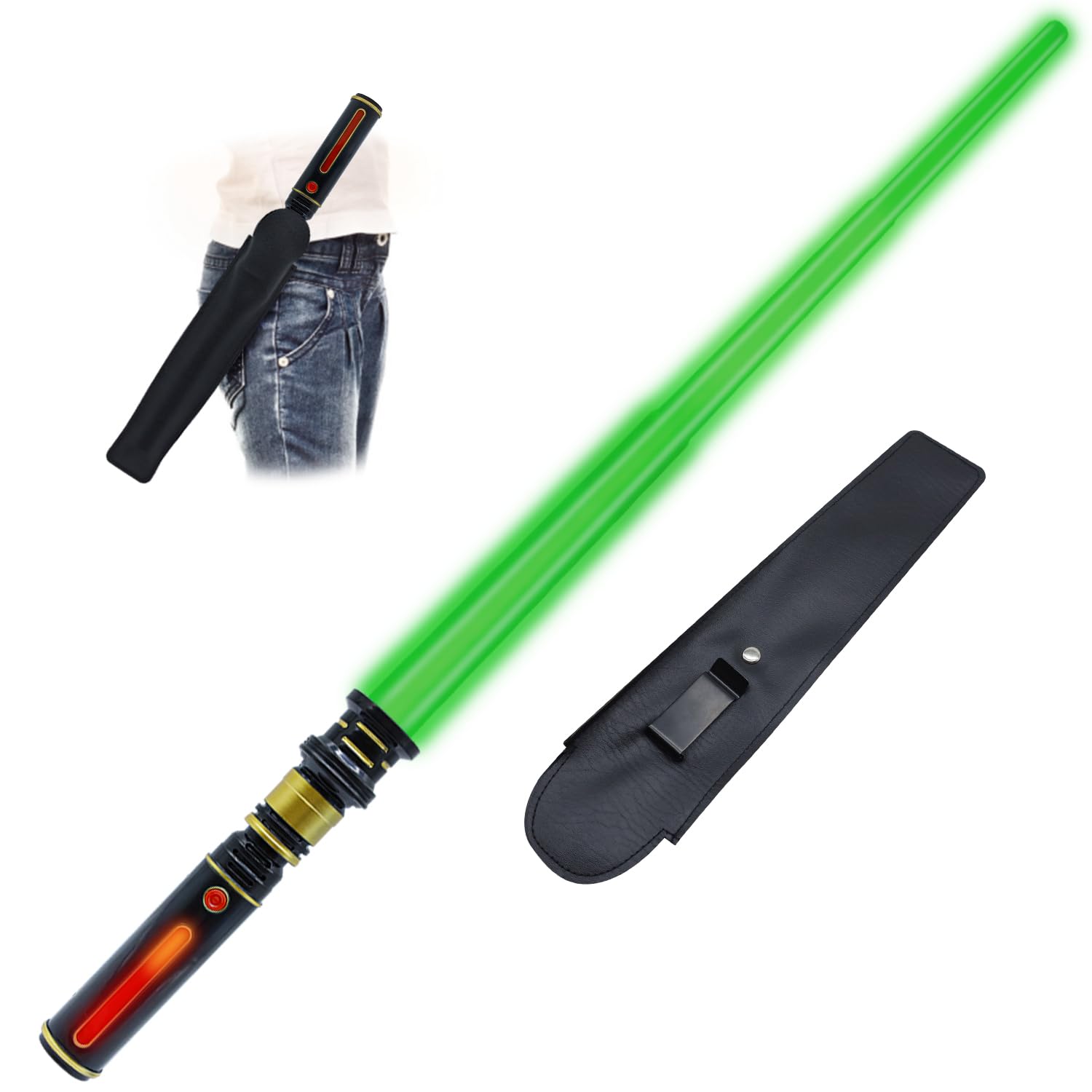 Photo 1 of Saber for Kids, Green Light Swords with FX Sound, Expandable Light Swords Set for Galaxy War Fighter Warriors, Halloween Dress Up Parties (with Belt Clip)
