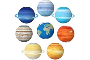 8PCS Solar System Planets Hanging Paper Lanterns 30cm Outer Space Out of This World Galaxy Planets Paper Lanterns Party Decor