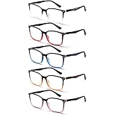 CHOFILORD 5 Pack Reading Glasses for Women Men, Blue Light Blocking Computer Readers Spring Hinge Fashion Eyeglasses