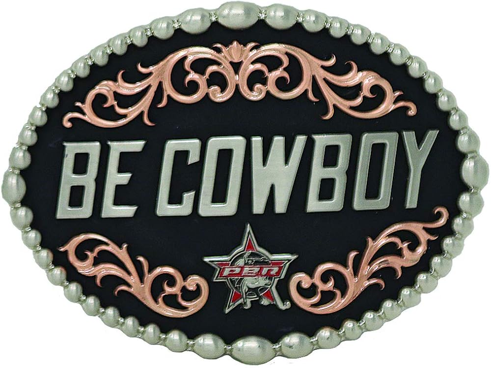 Montana Silversmiths Officially Licensed PBR Western Belt Buckle (Be Cowboy - Tri-Color): Clothing