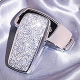 Luxury 3 4 Buttons 3D Bling Smart keyless Entry Remote Key Fob case Cover for Mercedes-Benz E-Class S-Class W213 2016 2017 2018 2019 Keychain (Silver)