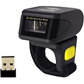 Bluetooth Wireless Ring Barcode Scanner, Symcode 1D Compatible with Bluetooth Function &amp; 2.4GHz Wireless &amp; Wired Connection, Portable Wearable Mini Finger Bar Code Reader