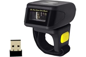 SYMCODE Bluetooth Wireless Ring Barcode Scanner, Portable Wearable Mini Finger 1D Bar Code Reader Work with Windows, Mac OS, Android 4.0+, iOS