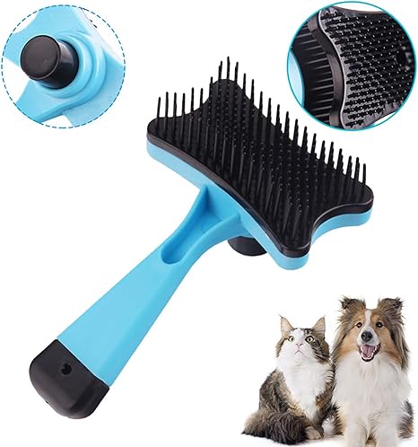 Brosse A Poils Longs Pour Chien Chat Animaux Autonettoyants Brosse A Poils Longs Pour Enlever Les Poils Morts Et Les Poils Morts 12 X 7 5 Cm Bleu Amazon Fr Animalerie