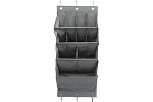 KHBUAB Wall-mounted Multi-function Hanging Storage Bag with 11 Compartments, Gray Oxford Cloth Door Back