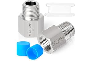 TAISHER 2PCS Forging of 304 Stainless Steel Fitting, Reducer Adapter, 1/4" NPT Male x 1/4" G Thread (BSP) Female