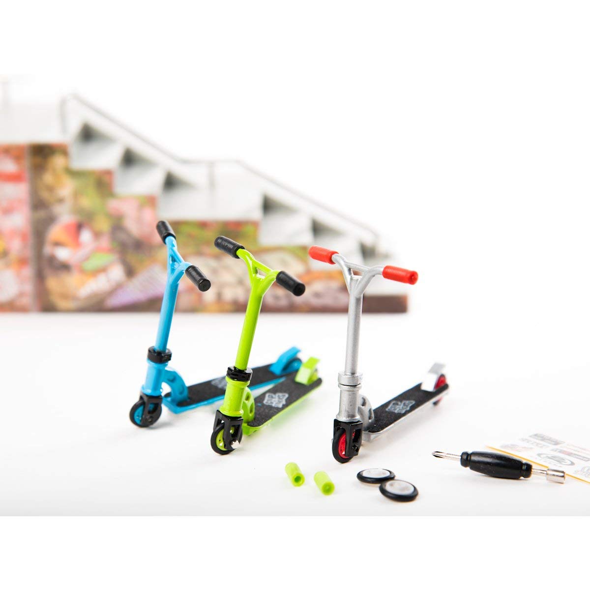 Grip and Tricks Orange Finger Scooter Pack 1 with 2 Extra Wheels 3 Tools for Freestyle Finger Scooter and Accessories for Mini Fingerboards – Finger Toy 10 Pieces from 6 Years