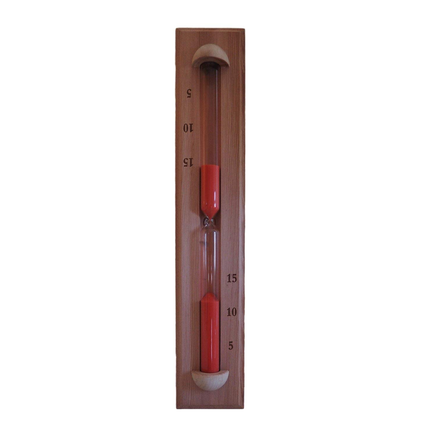 HSE Deluxe Cedar Wall-Mounted Rotating Sauna Sand Timer (15 Minutes, Rust Red)