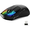 ATTACK SHARK X5 Wireless Gaming Mouse with Tri-Modes BT 5.1/2.4Ghz/USB-C,Lightweight 49g,PAW3212 Optical Sensor,Rechargeable Battery,RGB LED Honeycomb Mice for PC/Tablet/Desktop/Office/Games-Black