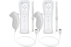 Degulan Motion Plus Wii Remote and Nunchuck Controller, Wireless Controllers Compatible with Wii/Wii U with Silicone Case and Wrist Strap (White)