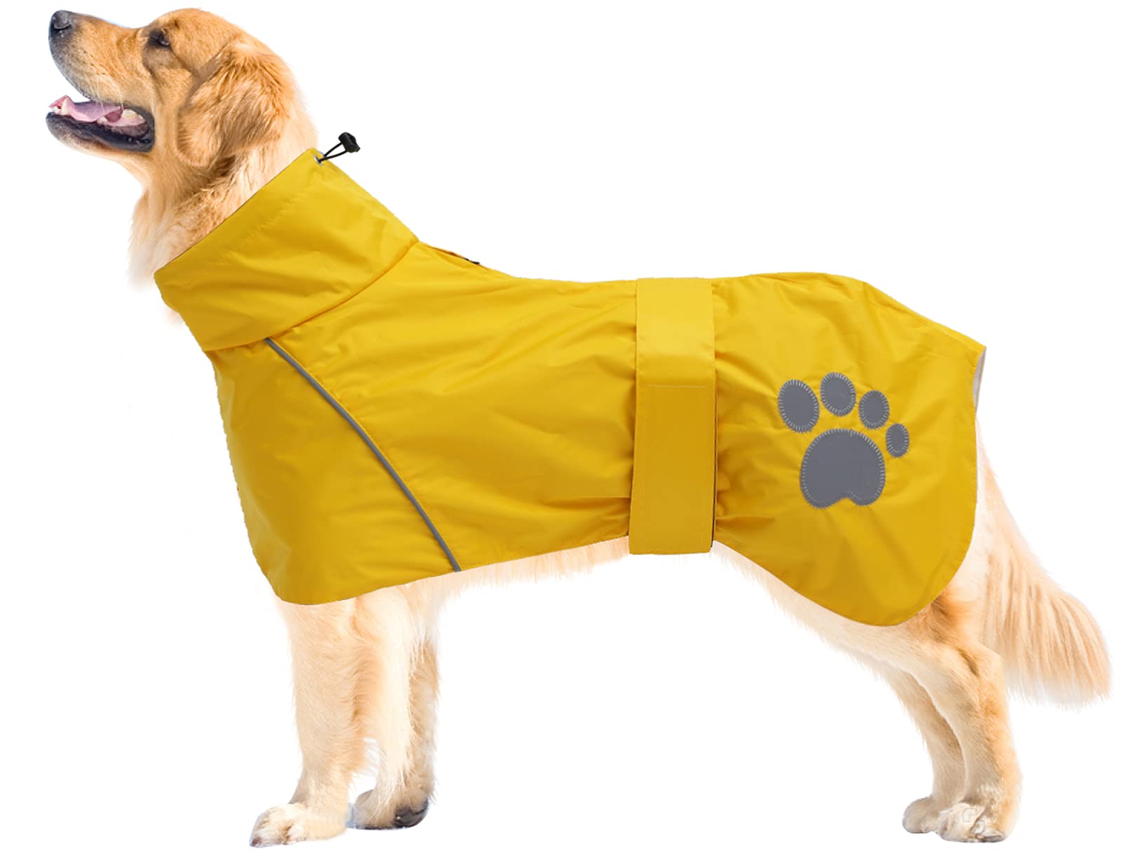 Geyecete Dog Raincoat Jacket Adjustable Lightweight Raincoat cloth Best Gift for dogs with Safe Reflective for small medium large dogs-Yellow-XXL