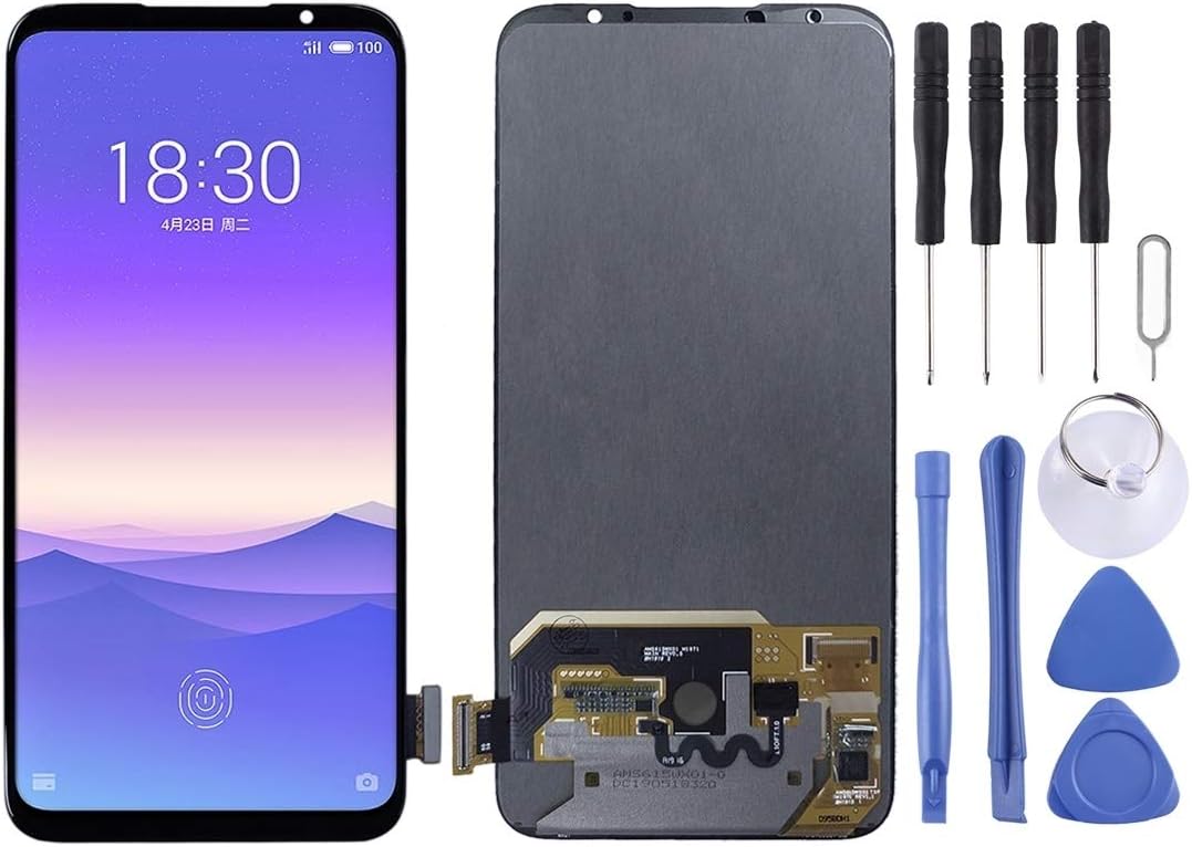 XCVBN Replacement display LCD Screen and Digitizer Full Assembly for Meizu 16S (Black) Screen Replacement Kit + Full Repair Tool (Color : Black)