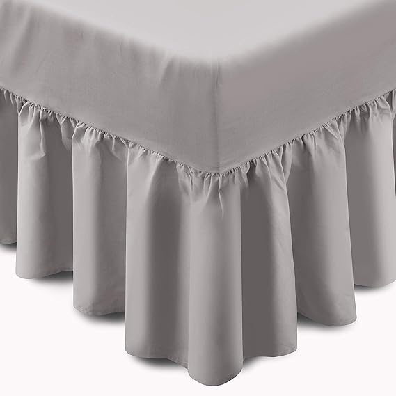 AdamLinens Plain Dyed Poly Cotton Fitted Valance Sheet Bed Sheet