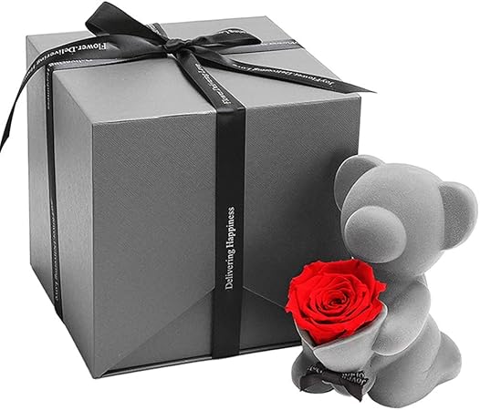 Rosa del oso de la caja de música Flor Eterna, una rodilla mostrar el amor -mejor