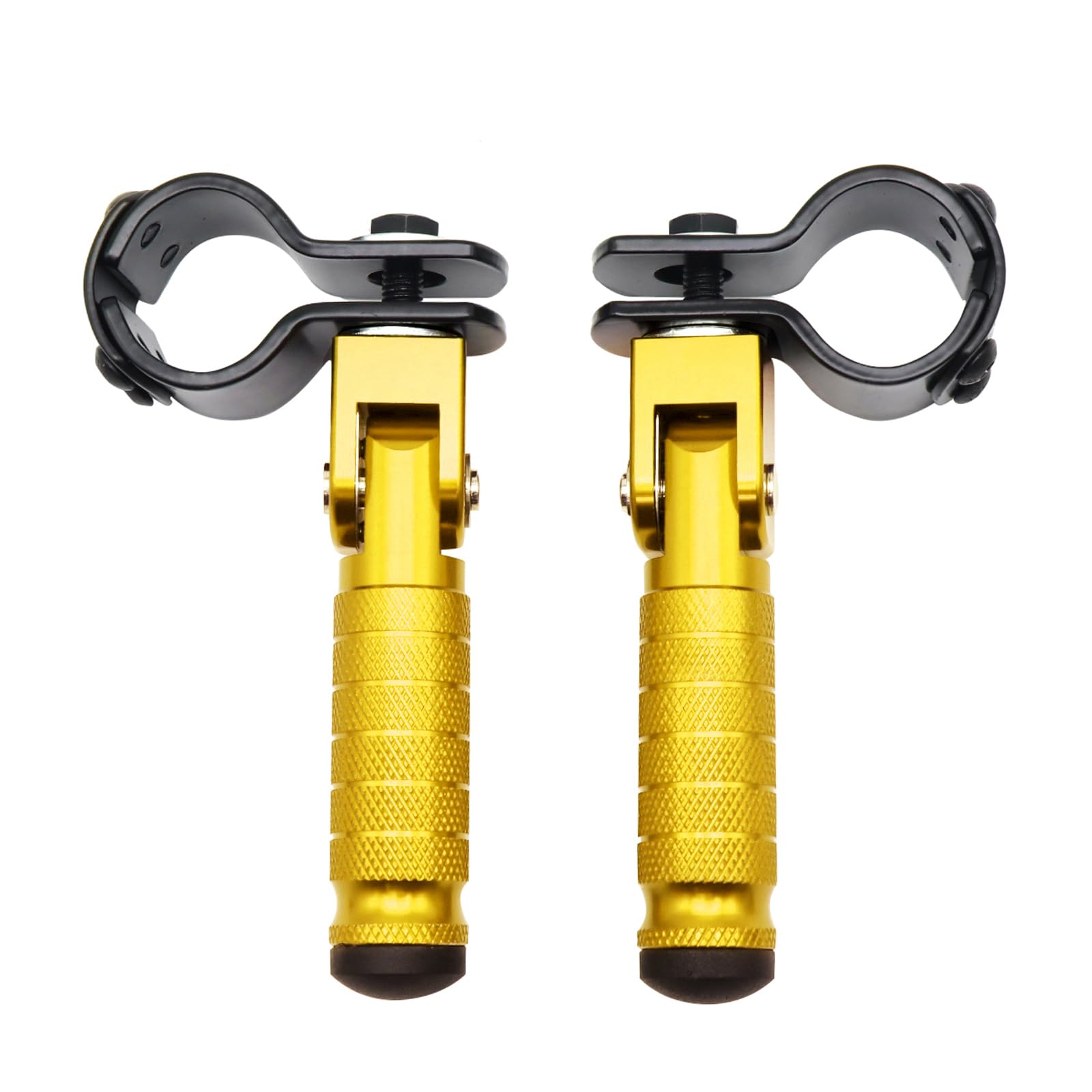 Photo 1 of M8 Motorcycle Foot Rests Fit 1.22-1.29in Motorbike Brackets Foldable Foot Pegs Front Footpeg Rear Footpeg Anti-Skid Rearsets Folded Footrest 90 Degree Fixed Folding Passenger Pedal Supports (Gold)