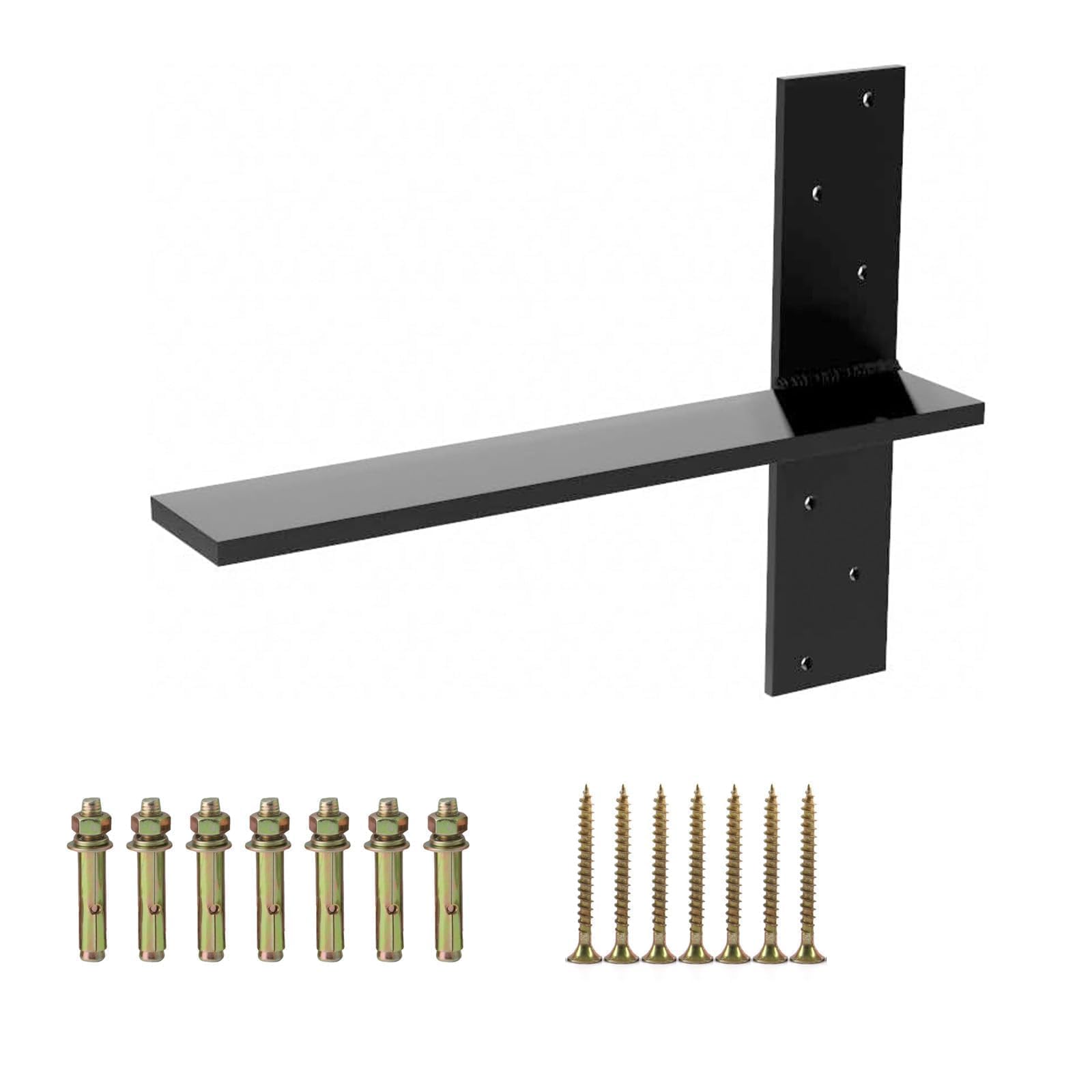 Photo 1 of 12" Heavy Duty Floating Shelf Bracket (1-Pack) - 3/8" Thick Steel Countertop Support for Floating Bars, Benches, Vanities, Desks - Hidden Wall Mount