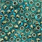 Toho Round Seed Beads 6/0#990 'Gold Lined Aqua' 8 Gram Tube
