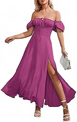 KUTUMAI Women's Summer Off Shoulder Maxi Dress Puff