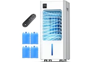 AIRTHRYL Portable Air Conditioners, Evaporative Air Cooler, Quiet Operation, 1-12H Timer for Auto Shut-off, 5 Modes & 3 Speeds, 2 Gallon Water Tank, Oscillating Windowless Air Conditioner, White