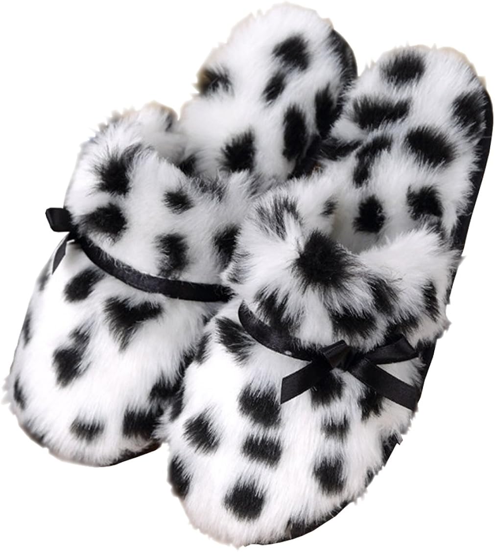 Rojeam Womens Leopard Slippers Flat Low Heel Winter Slippers Amazon.co
