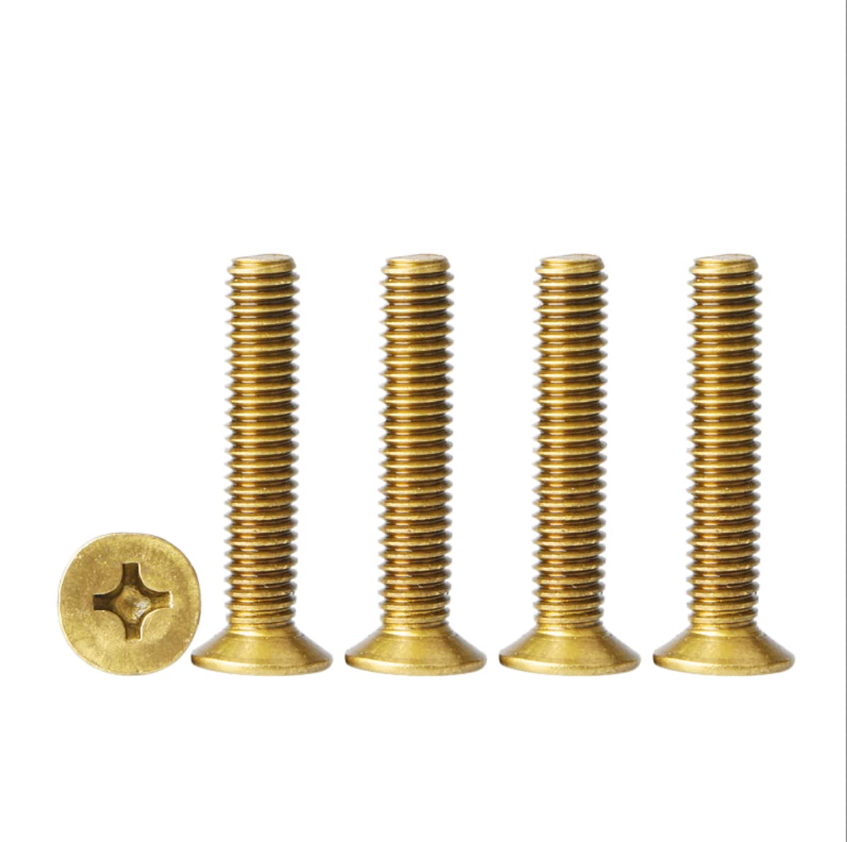 MACHSWON 10PCS M4 Brass Cross Countersunk Head Screws M4*20mm Brass Screw Threaded Flat Head Screws Cross Countersunk Head Copper Screw