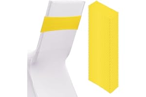 PATIKIL Premium Spandex Chair Sashes Bows, 50 Pcs Elastic Stretch Chair Cover Band Ties with Slider Buckle for Birthday Party Banquet Wedding Decoration, Lemon Yellow