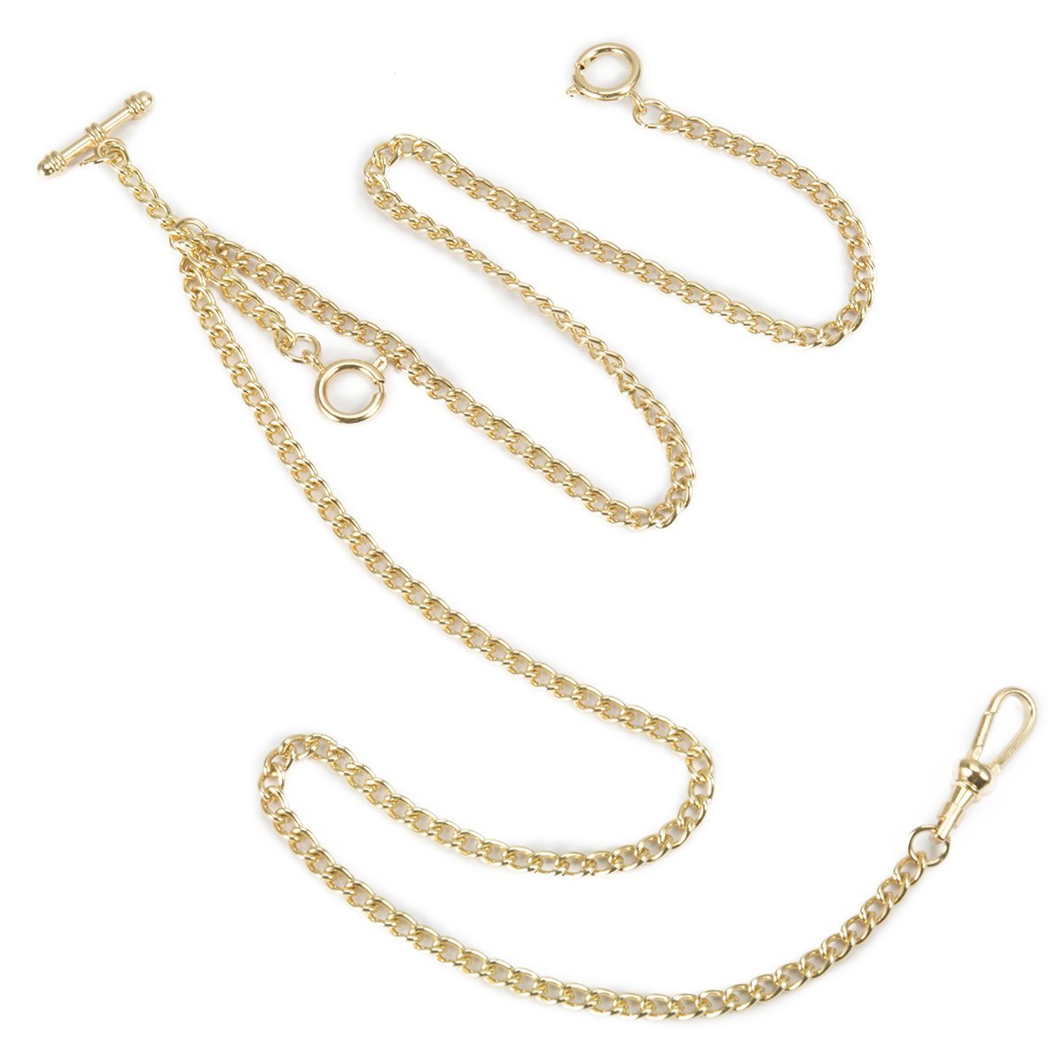 ManChDa Pocket Watch Chain Double Albert Chain T-Bar Watch Chain