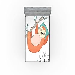 Ambesonne Cartoon Fitted Sheet Set, Wake Me up When