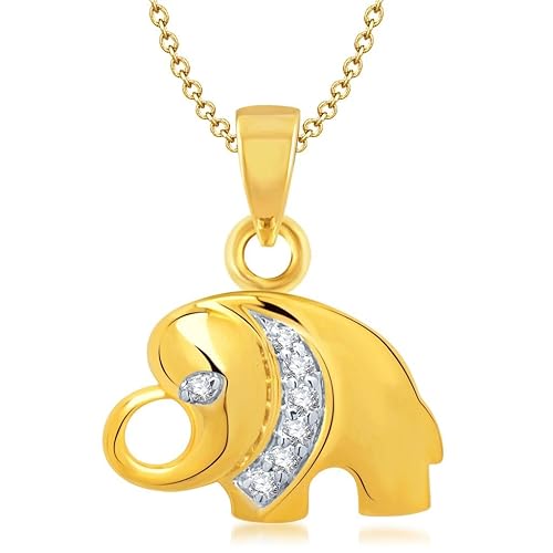 VK Jewels Elephant Gold and Rhodium Plated Kids Pendant - P1273G [VKP1273G]