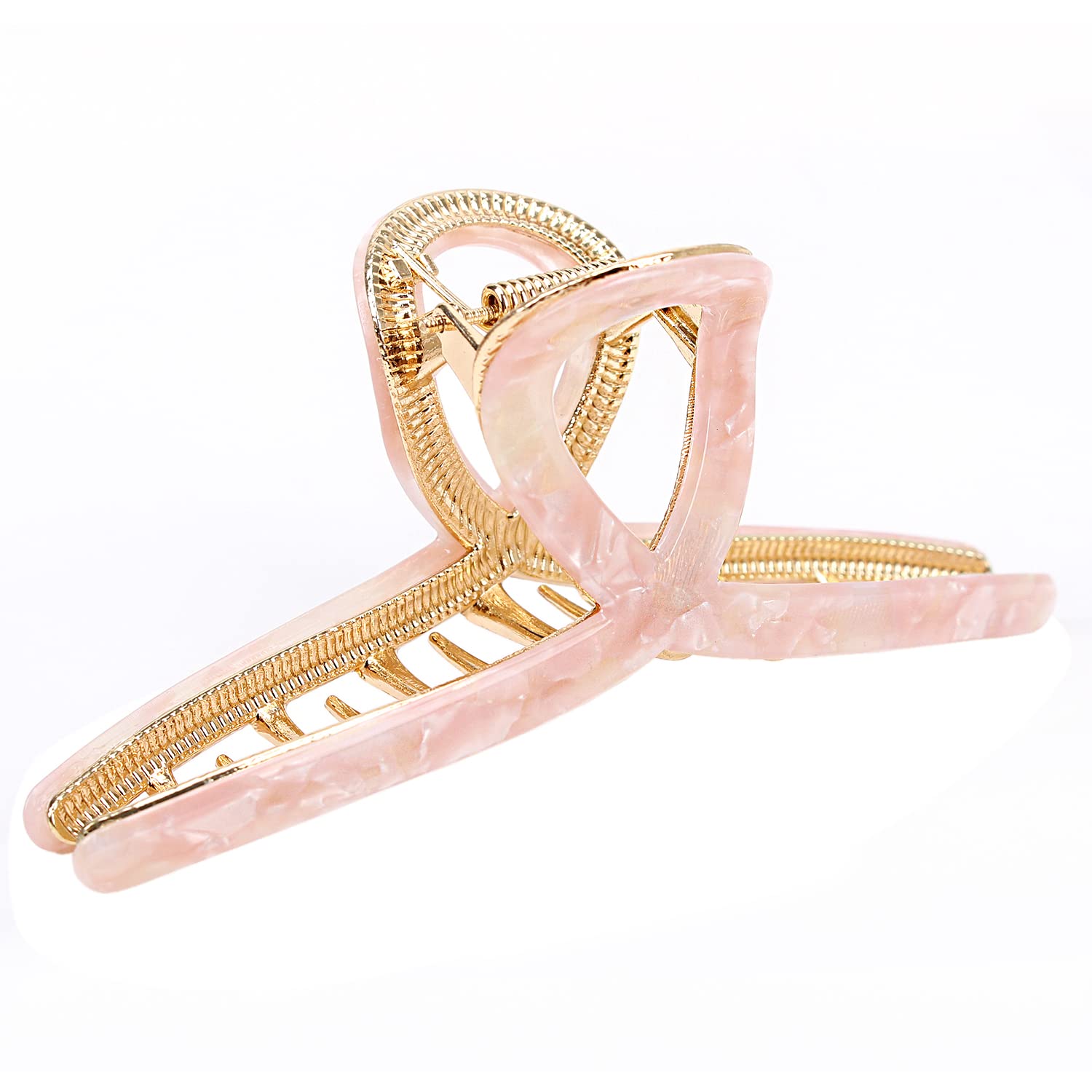 Big Hair Claw Clips Butterfly Barrettes Claw Clips for Women Lattice Design Acetate Claw Clips Metal Hair Clip for Girls Large Hair Accessories for Long Thick Hair (Pink) — image 1