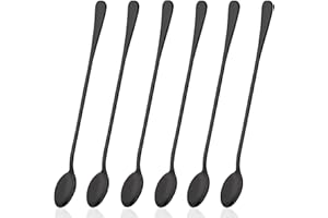9 Inch Long Handle Iced Tea Spoon, DaKuan Set of 6 Stainless Steel Iced Teaspoon for Iced Tea, Coffee, Cocktail, Milkshake, C