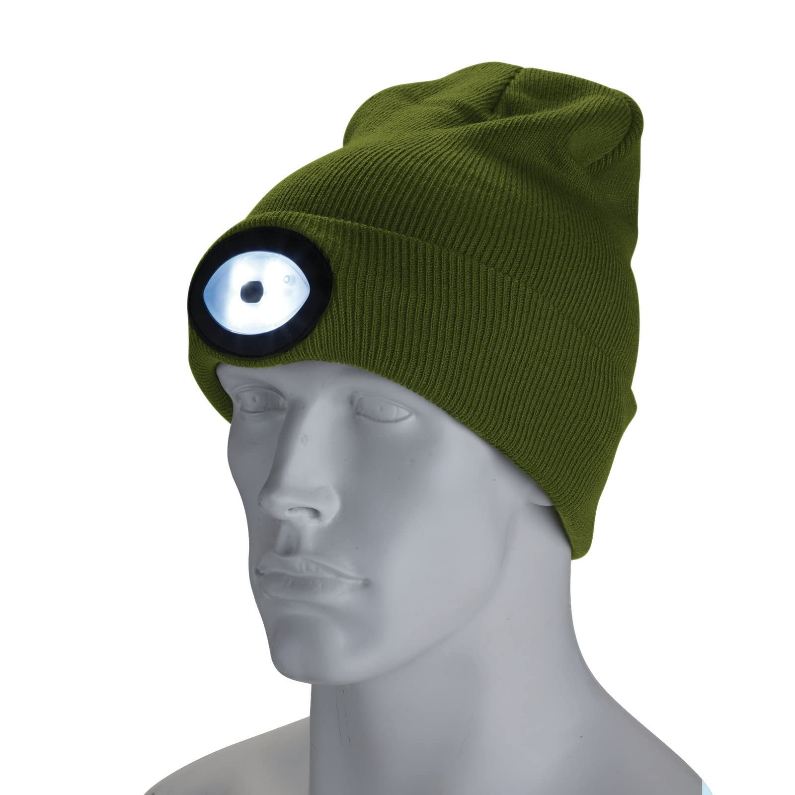 Draper 10018 Beanie Hat with Rechargeable Torch, One Size, 1W, 100 Lumens, Green — image 1