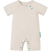 SuperSoft Short Sleeve Baby Romper, Unisex Bamboo Viscose One-piece Summer Pajamas, Boy Girl Footless Jumpsuit Snap Closure