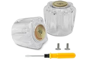 Biaungdo Clear Shower Knob Replacement Set of 2, Bathtub Faucet Handles Include Hot and Cold Shower Knob for Remodeling Trim, with Screws & Screwdriver