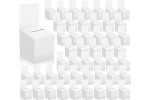 MOJIEZUO 48 Pack Raffle Box Donation Box for Fundraising, Ballot Cardboard Boxes with Slot for Ticket and Removable Header Charity for Collecting Business Card Voting Contes, 6 x 6 x 6 Inch