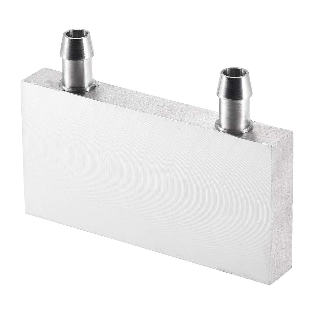 sourcing map Aluminum Water Cooling Block 40x80mm Polished Heatsink with Nozzle on Long Side for PC Computer CPU Graphics Radiator