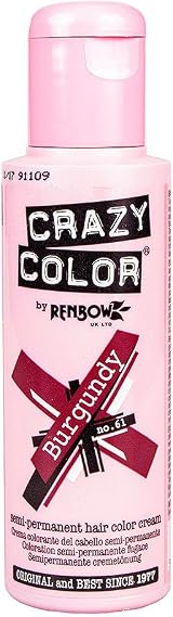 Crazy Color Burgundy 61 Semi Permanent Hair Dye 2 x 100ml Renbow view 2