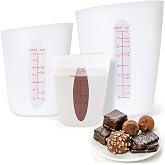Wilewir Food-Grade Silicone Cups for Melting Chocolate, 3Pcs BPA Free Silicone Measuring Cups with 1/2Cup/1Cup/2Cup Capacity, Reusable Baking Supplies for DIY Chocolate Molds