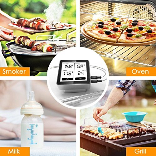 Wireless Remote Meat Thermometer, Comfyer Bluetooth Digital Food Cooking Instant Read Thermometer with Dual Probe, Alarm Monitor, LCD Backlight for Candy BBQ Grill Kitchen Smoker Oven Fry Food Milk - Thumbnail 5