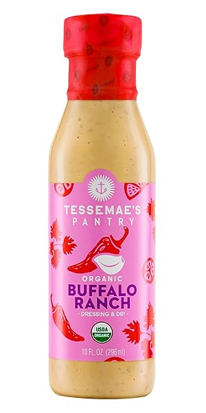 TESSEMAE’S ALL NATURAL SALAD DRESSING – FRESH FLAVORS FOR EVERY PLATE (1 PACK, BUFFALO RANCH DRESSING) – ORGANIC RANCH DRESSING – SUGAR FREE SALAD DRESSING