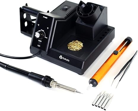Amazon Toauto 80wはんだごて 半田ごて110v はんだごてセット 温度調節 80 480 自動待機 自動休眠機能 Lcd温度表示 交換用こて先5pcs はんだ付け工具 日本語説明書付き ブラック ハンダゴテ