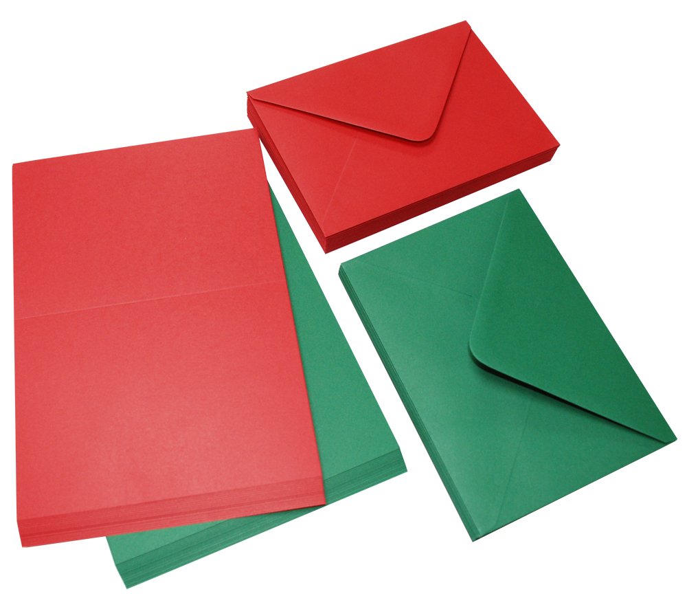Craft UK 2039 5 x 7-Inch Christmas card and Envelope - Red/Green (Pack of 40)