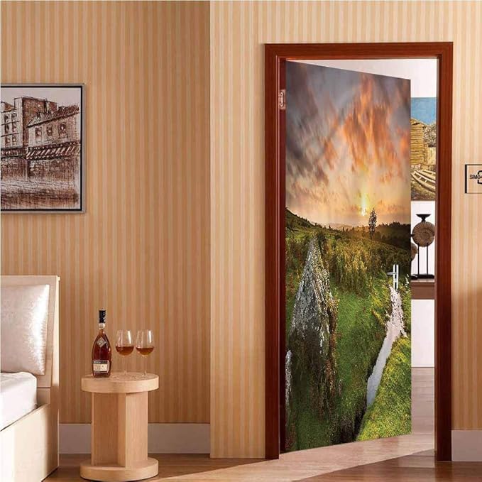LCGGDB Nature 3D Self Adhesive Door Murals Wall Art Sticker