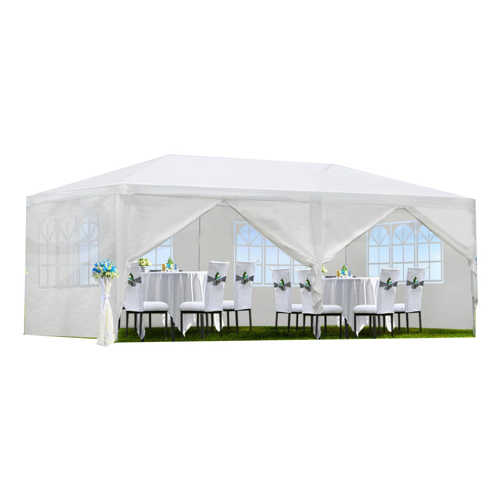 Photo 1 of 10' X 20' Outdoor Wedding Party Tent Canopy Tent with 6 Removable Sidewalls, Heavy Duty Waterproof Gazebo Patio Shelter for BBQ Camping Party Cater Events