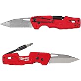 Milwaukee FASTBACK Folding Utility Knife w/Blade Multifunctionality, Red-black