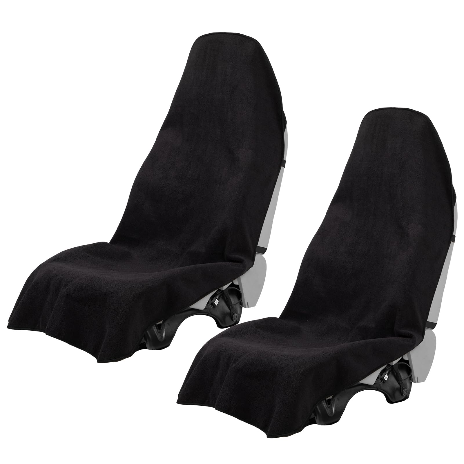 Photo 1 of Prpeko 2PCS Terry Cloth seat Cover Universal Waterproof Car Sport Towel Seat Cushion Non-Slip Sweat-Absorbent Towel Cloth Suitable for Gym Workout, Universal Fit for Car SUV Van-Black