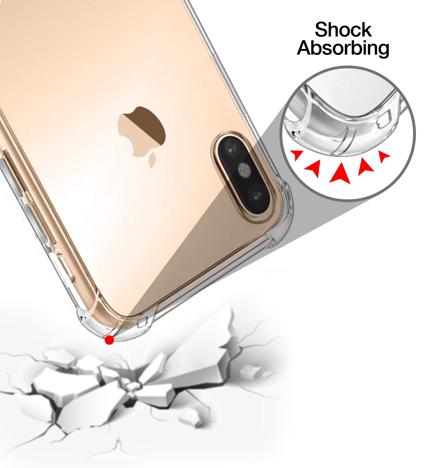 SAMAR iPhone XS Case, Premium Quality Apple iPhone XS Four Corner Full Body Cover Shockproof TPU Silicon Bumper Case [Crystal Clear] Extreme Armor Protection Hybrid Cover for iPhone 10S