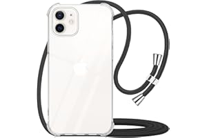 YESPURE for iPhone 12 Crossbody Case Adjustable Cord Lanyard Strap Clear Cover for iPhone 12 Pro Women Girls Soft Shockproof Protective Mobile Phone Case for iPhone 12 Pro - Black